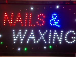 "NAILS & WAXING" LED Sign 55X33CM