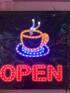 40 cm X 40 cm Open Sign with Cup