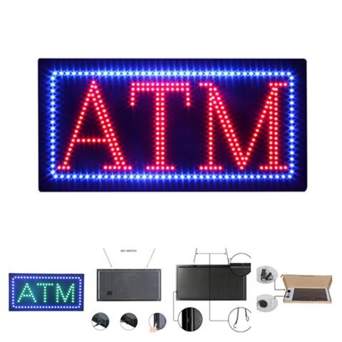 Epoxy Resin ATM LED Sign Green 60cm * 30cm/ Red 48cm * 25cm