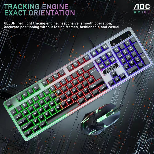 AOC KM100 Luminous RGB Wired Gaming Keyboard and Mouse Combo