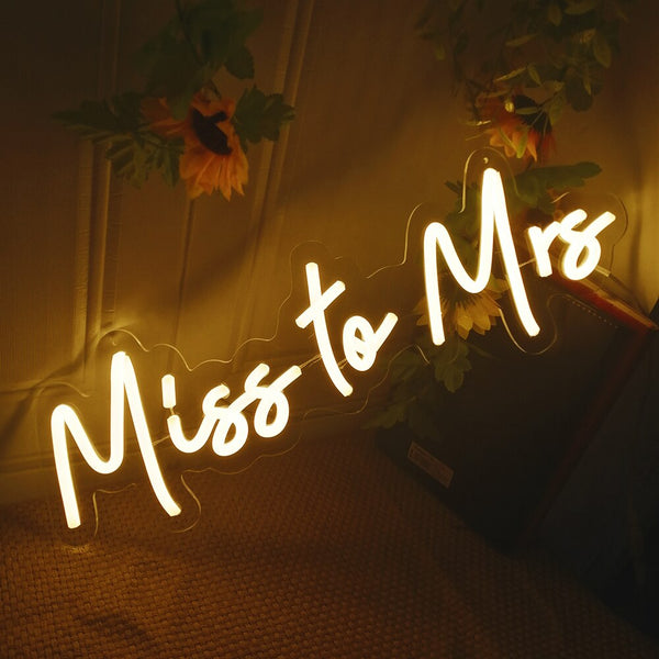' Miss to Mrs ' 12V LED sign Neon Light for Wedding Bridal Shower