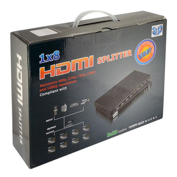 HDMI 1x8 8-Port 3D Splitter Amplifier with 1080P HDCP