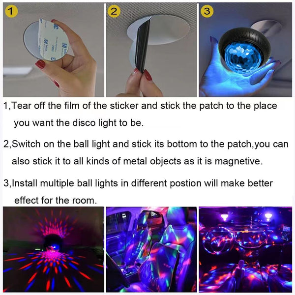 Rechargeable LED RGB Disco Party Ball Light Night Lamp Deco Car Bedroom