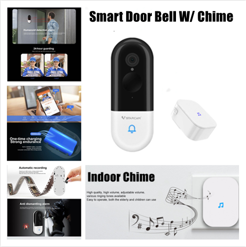 Vstarcam Smart Wifi Doorbell HD Wireless Security Camera W/Chime 1080P