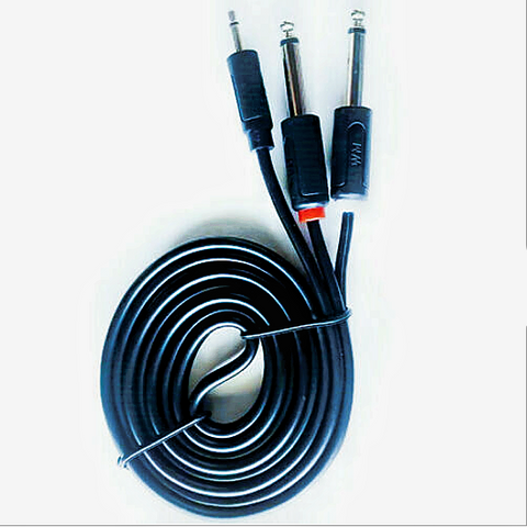 3.5mm 1/8" TS Mono to Dual 6.35mm 1/4" TS Mono Y Splitter Cable 1.5M SE5