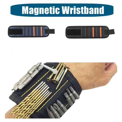 Magnetic Wristband Portable Tool Bag Belt Screws Nails Drill Bit Bracelet 5Grids