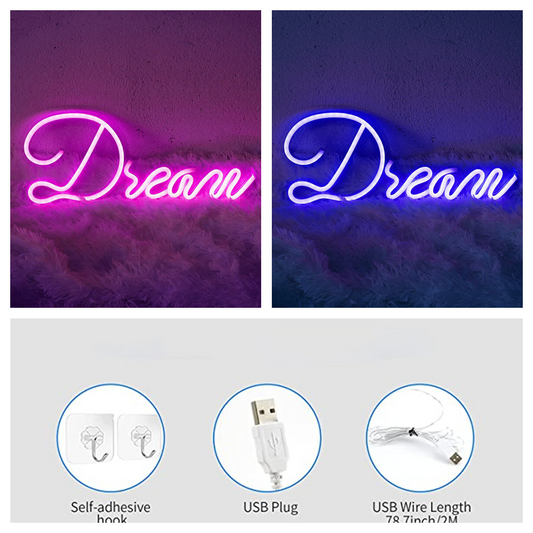 Dream LED Sign Neon Light Dream Blue or Pink USB Powered