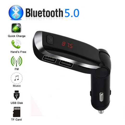 Bluetooth 5.0 Car Wireless FM Transmitter Adapter Hands-Free 2USB PD Charger M7
