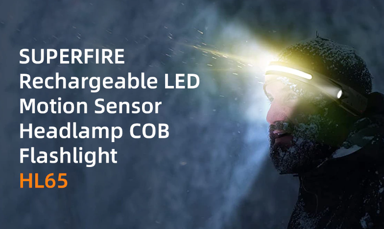 SUPERFIRE HL65 COB LED Headlamp W/ Sensor Built-in Rechargeable Battery Torch