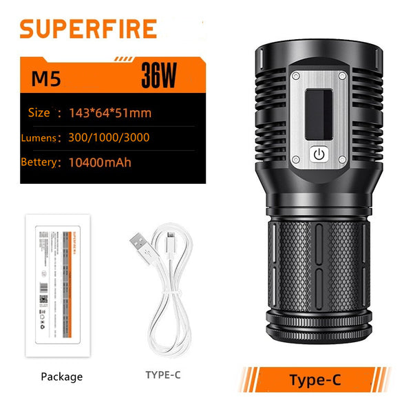 SuperFire M5 LED Torch 3000LM W/ Screen