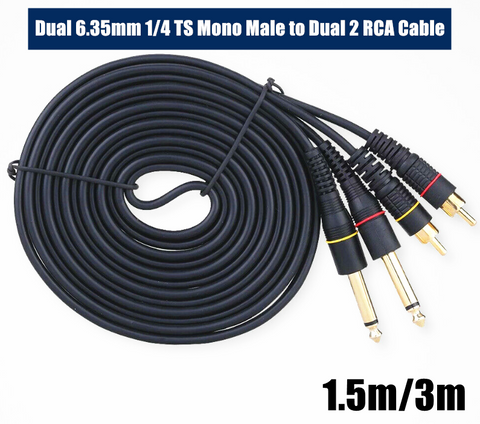 Dual 6.35mm 1/4 TS Mono Male to Dual RCA Male Cable SE5