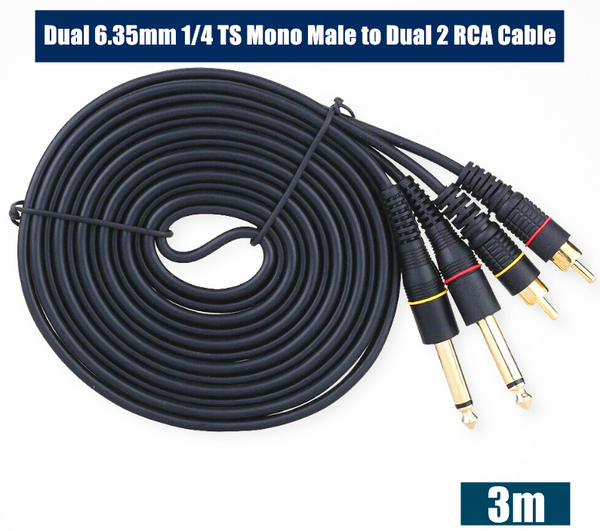 Dual 6.35mm 1/4 TS Mono Male to Dual RCA Male Cable SE5
