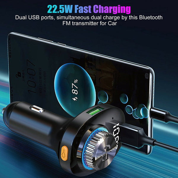 C18 Car FM Transmitter Charger with RGB lights 22.5W