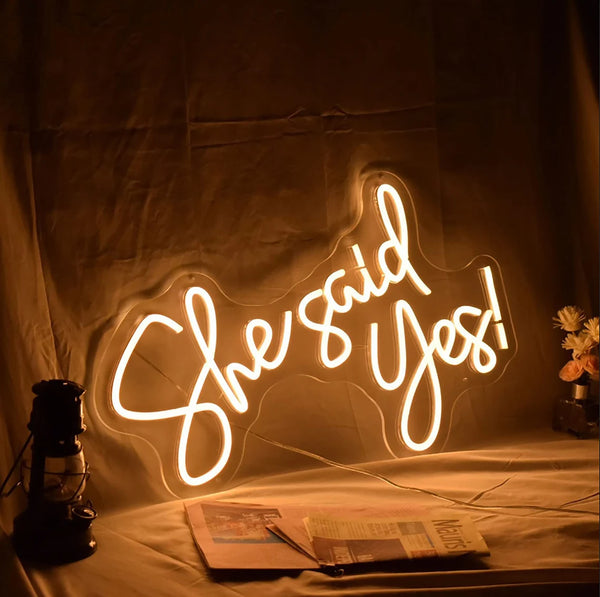 'She Said Yes!' LED Sign Neon Light Wedding Engaged Party