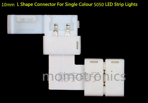 10mm L Shape Connector For Single Colour 5050 LED Strips