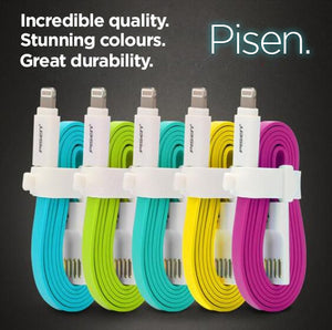800mm PISEN Colourful Flat Lightning Data Cable