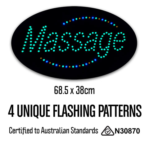 Round Epoxy Resin Massage (Green) LED Sign