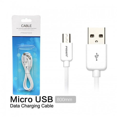 Pisen High Quality Micro USB Data and Charging Cable 80cm - White