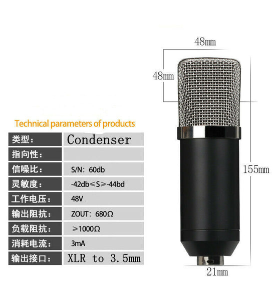 3.5mm Studio Recording Condenser Microphone w/ Shock Mount Table Stand