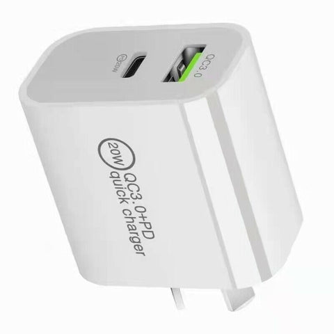 20W DUAL USB-C Type-C Fast Wall Charger Adaptor QC3.0 For Android iPhone