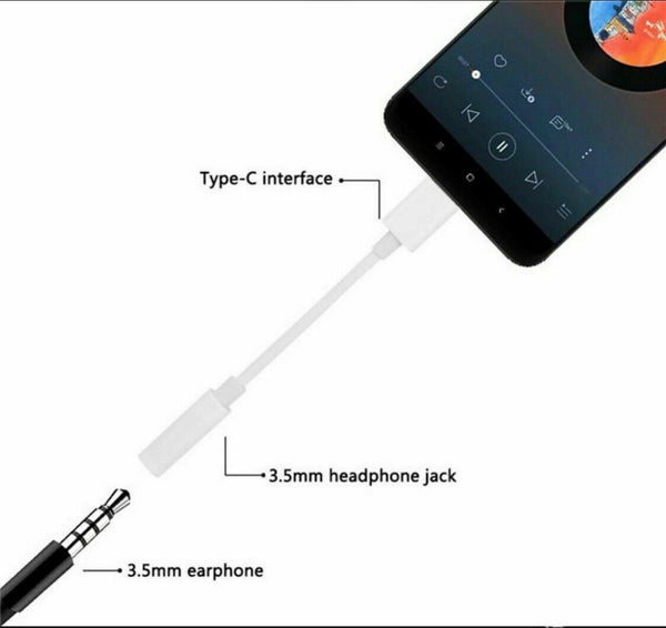 USB Type-C to 3.5mm Headphone Audio Aux Female Stereo Cable Adapter For Samsung