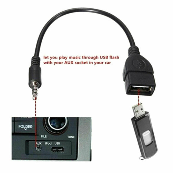 AUX Audio to USB 2.0 Converter Cord Car Player