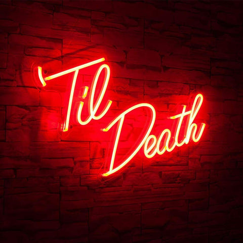 'Til Death' LED Sign Neon Light For Wedding RED 58x39cm