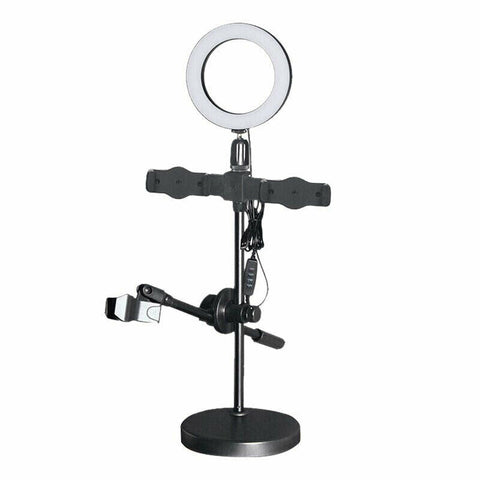 LED Ring Light W/ Phone Holder & Microphone Holder Table Stand