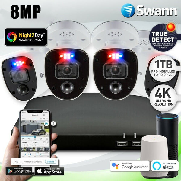 Swann 8MP 4K DVK 456804RL Enforcer 4 Camera 4 Channel DVR w/motion-active lights  CCTV system