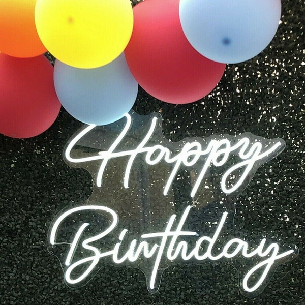 Happy Birthday LED Neon Sign Party Lights Event White