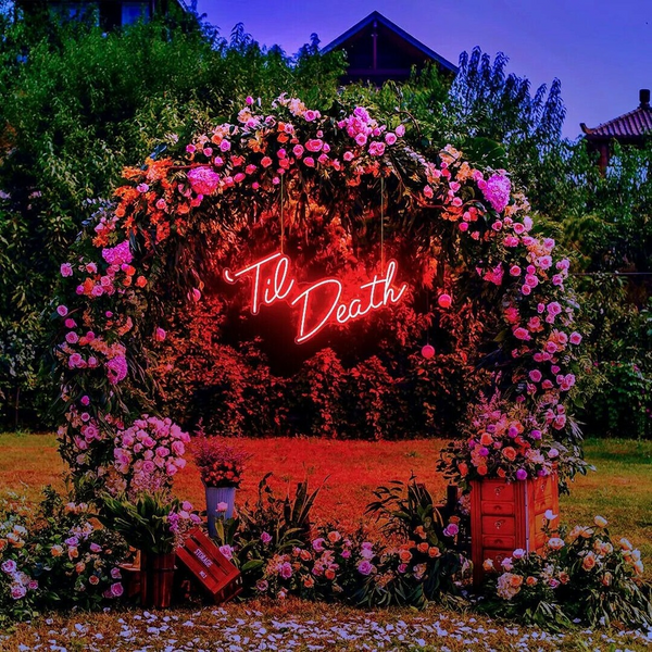 'Til Death' LED Sign Neon Light For Wedding RED 58x39cm