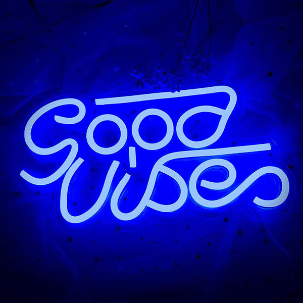 Good Vibes LED Sign Neon Light Blue or Pink USB Powered