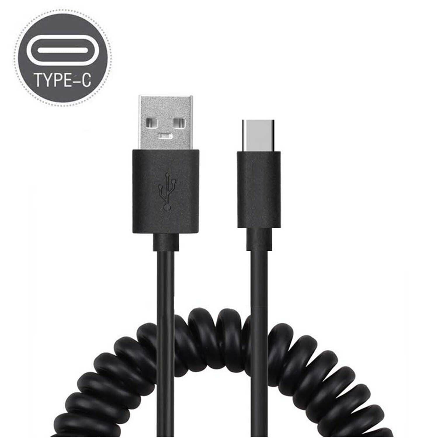 1m Coiled Spring Type-C USB C Charging Cable for Samsung HTC Xiaomi