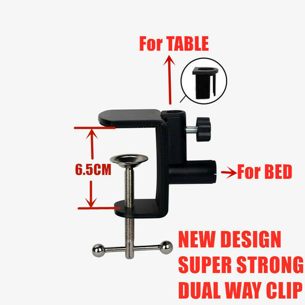 Heavy Clip Dual Bed & Desk Table Stand Mount Holder Phone tablet