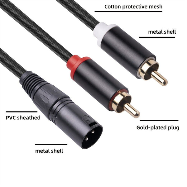 XLR Male To 2-RCA Male Microphone Audio Cable (ES15)