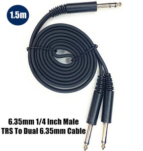 1.5m 6.35mm 1/4 Inch Male TRS Stereo to Dual 6.35mm Male Mono Cable SE5