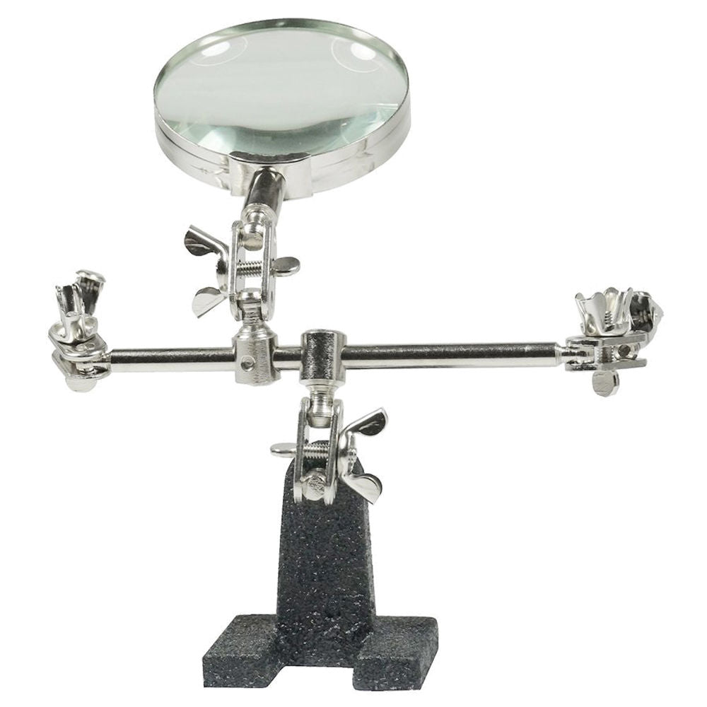 Soldering Stand w 5X Magnifying Glass 2 Alligator Clips Arms