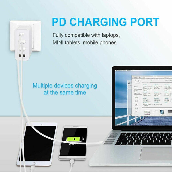 Multi-Port 48W USB-C PD QC3.0 Charger For iPhone Samsung