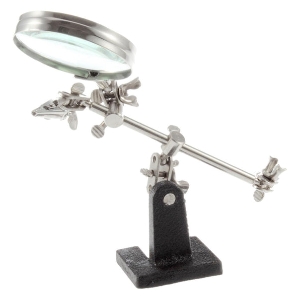 Soldering Stand w 5X Magnifying Glass 2 Alligator Clips Arms