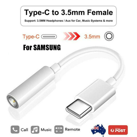 USB Type-C to 3.5mm Headphone Audio Aux Female Stereo Cable Adapter For Samsung