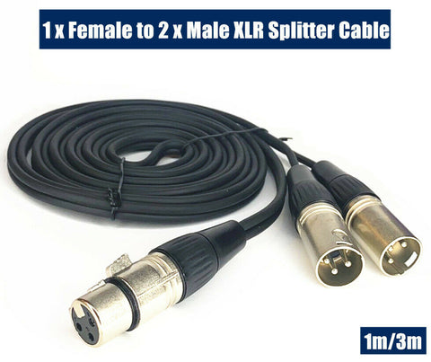 1 m/3 m XLR Y Splitter 1 x Female - 2 x Male Audio Cable