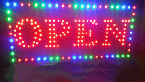 LED STATIC OPEN SIGN FOR SHOP BUSINESS 48x25CM