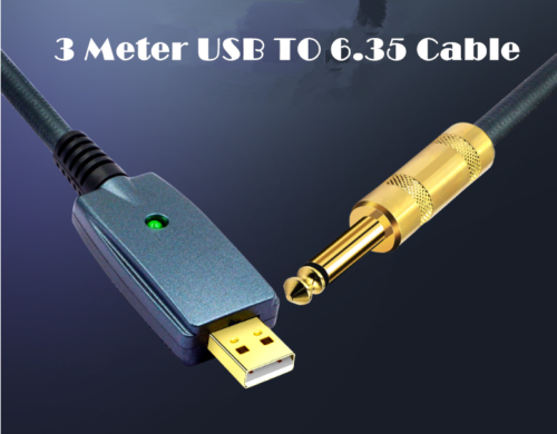3m USB to 6.35mm Mono Male Electic Guitar Jack Plug Audio Cable