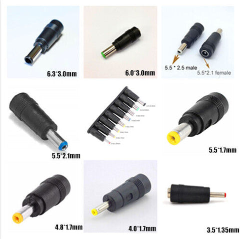 8 in 1 AC DC Adapter Plug Connector Tips 5.5x2.1mm Female For Power Transformer