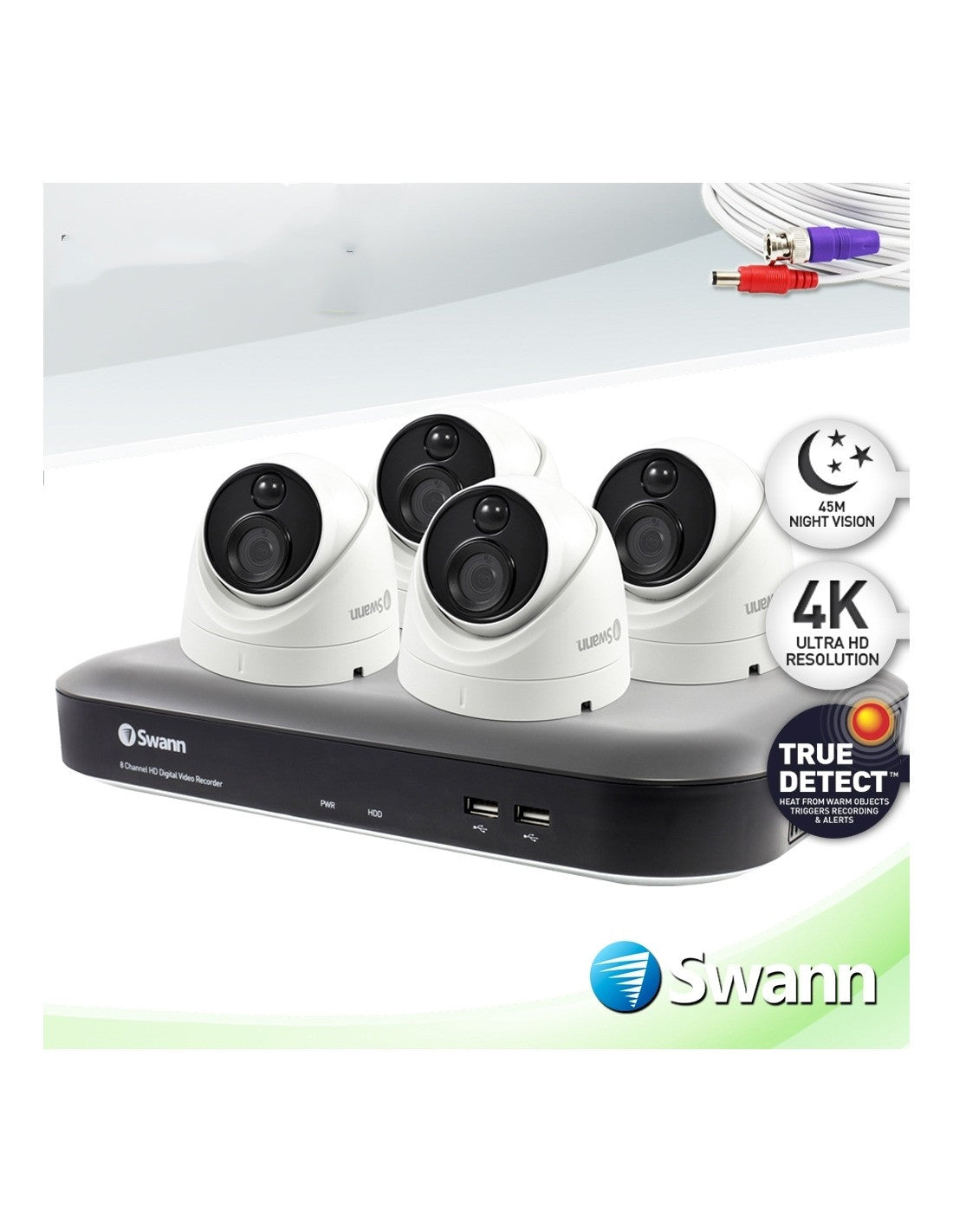 Swann 8MP 4K 1TB 4x PRO-4KMSD True Detect Dome Cams CCTV System