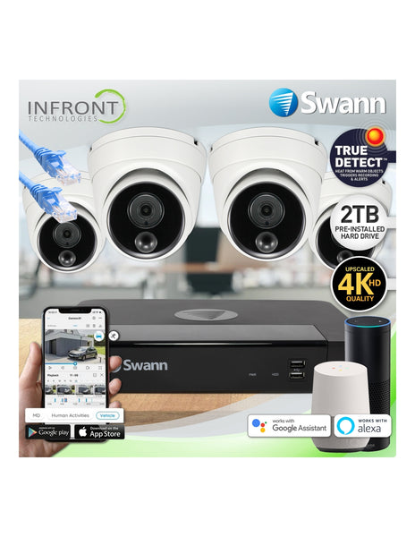 Swann Master-Series 4K Upscale 8Ch 876804D NVR 2TB 4x NHD-876 Domes CCTV system
