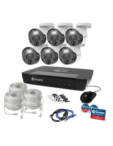 Swann 4K 8Ch NVR W/ 2TB 6x Night2Day Security Cameras Capture Audio CCTV system